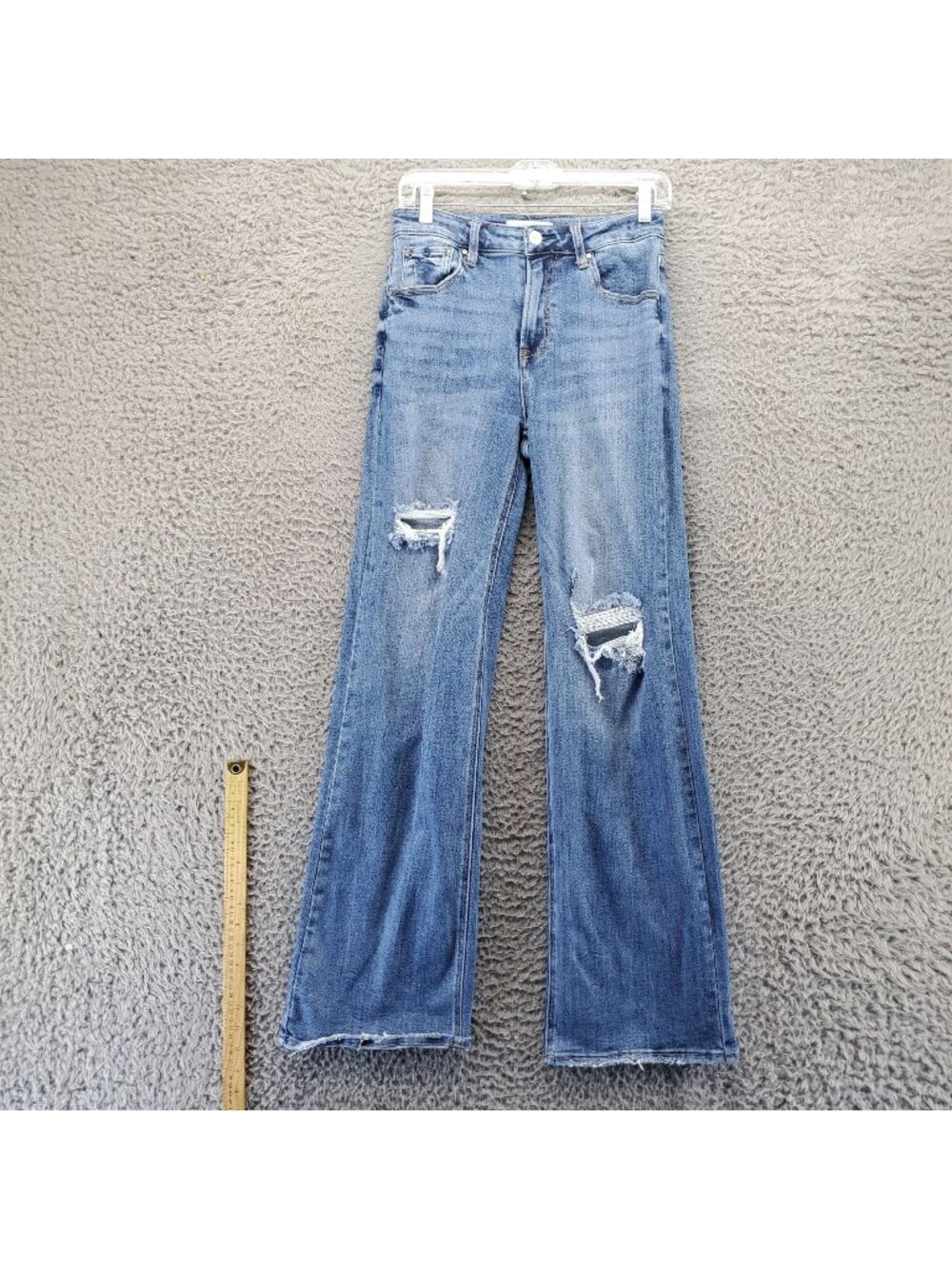 Risen Jeans Womens Jeans Size 5/27 Blue Distressed High Waist Flare RDP5318 *Rea